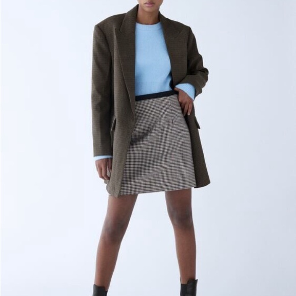 Brown and Black Houndstooth Skirt